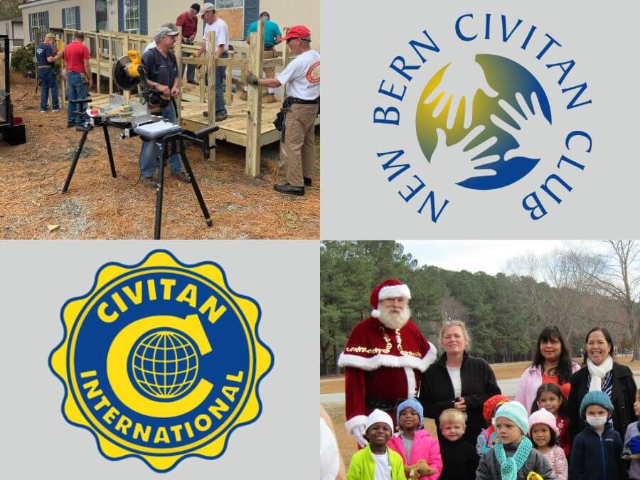 Collage of photos from community service projects and Civitan logos