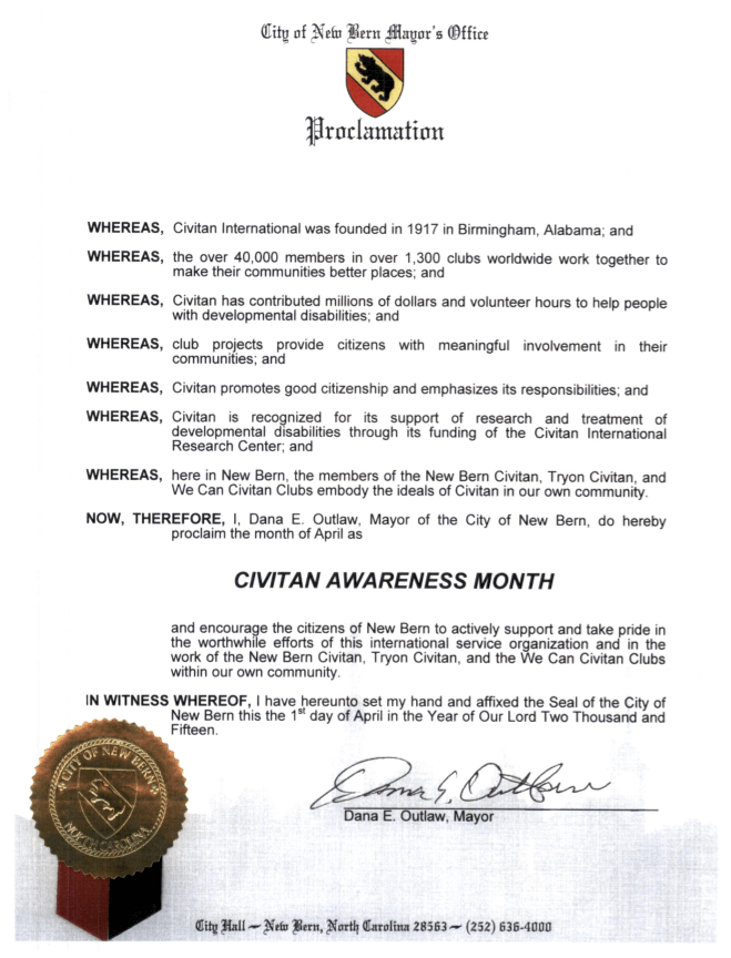 Civitan Awareness Month Proclamation