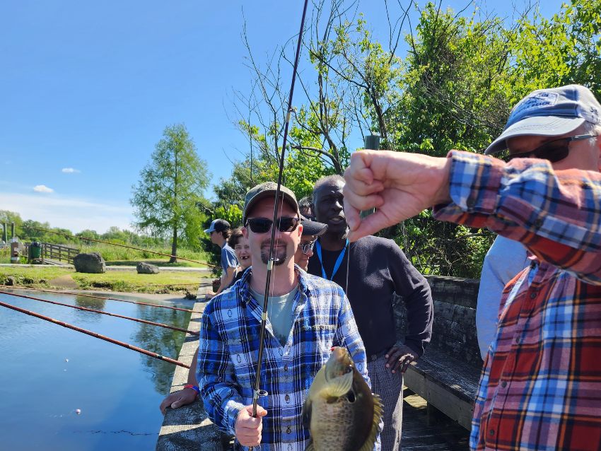 Nathan Silvers with fish caught at Lawson Creek